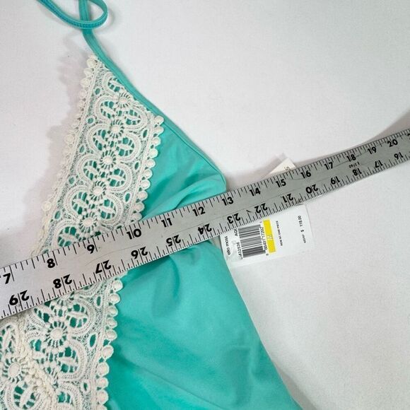 Ella Moss One Piece Swimsuit Womens Medium New Sea Green Halter Lace Beach - Picture 5 of 9